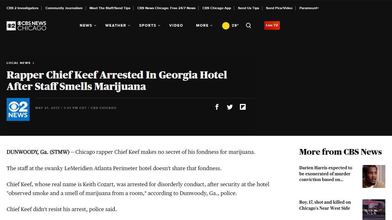 Rapper Chief Keef Arrested In Georgia Hotel After Staff Smells ...